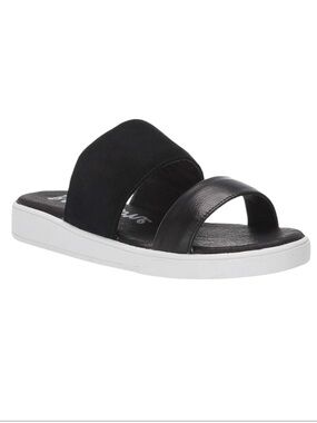 Blackstone RL92 Black Leather Slide Sandals Size 10